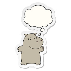 cartoon hippo and thought bubble as a printed sticker