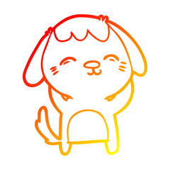 warm gradient line drawing happy cartoon dog