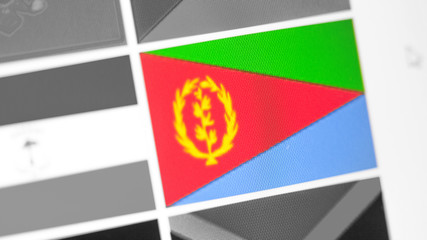 Eritrea national flag of country. Eritrea flag on the display, a digital moire effect.