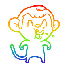 rainbow gradient line drawing crazy cartoon monkey