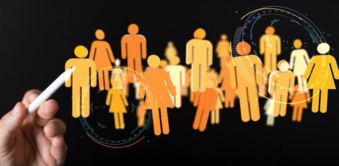 Lines connected with dots as social communication concept