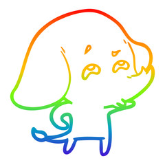 rainbow gradient line drawing cartoon elephant remembering