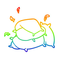 rainbow gradient line drawing pile of pillows