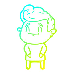 cold gradient line drawing happy cartoon man