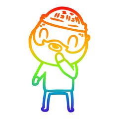 rainbow gradient line drawing cartoon bearded man