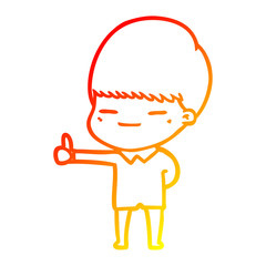 warm gradient line drawing cartoon smug boy