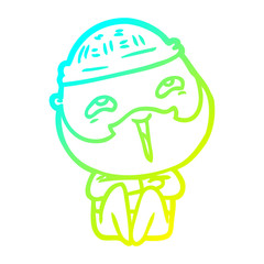 cold gradient line drawing cartoon happy bearded man