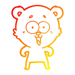 warm gradient line drawing laughing teddy  bear cartoon