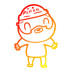 warm gradient line drawing cartoon bearded man