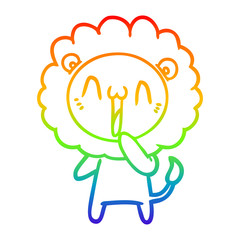 rainbow gradient line drawing happy cartoon lion