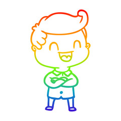 rainbow gradient line drawing cartoon happy man