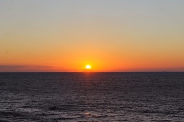 Sunset in the middle of the ocean