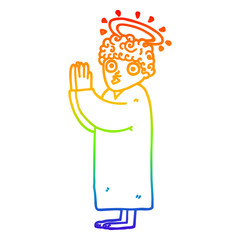 rainbow gradient line drawing cartoon angel