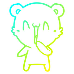 cold gradient line drawing happy bear cartoon