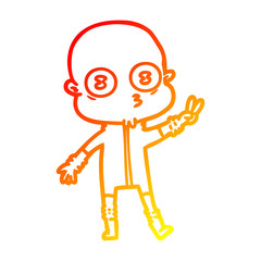 warm gradient line drawing cartoon weird bald spaceman