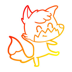 warm gradient line drawing cartoon friendly fox