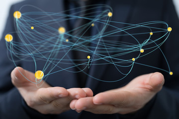 Abstract digital network connection grey background