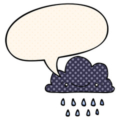 cartoon storm cloud and speech bubble in comic book style