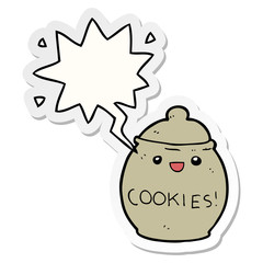 cute cartoon cookie jar and speech bubble sticker