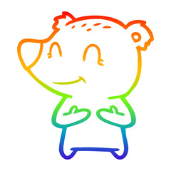 rainbow gradient line drawing friendly bear cartoon