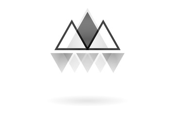 Abstract geometric pattern, monochrome overlapping triangle mountain logo