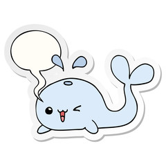 cartoon whale and speech bubble sticker