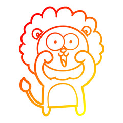 warm gradient line drawing happy cartoon lion