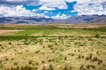 Beautiful landscape between Uyuni and La Paz, Bolivia. Desert landscape of  Bolivia.