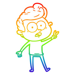 rainbow gradient line drawing cartoon staring man