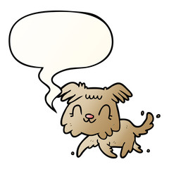 cartoon little dog and speech bubble in smooth gradient style