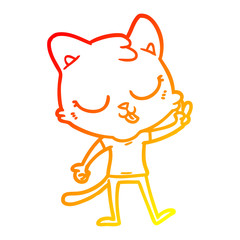 warm gradient line drawing cartoon cat