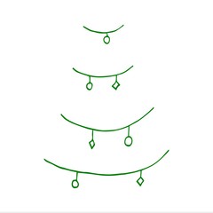 Christmas green tree. Holiday color background. Merry Christmas and Happy New Year. Vector illustration