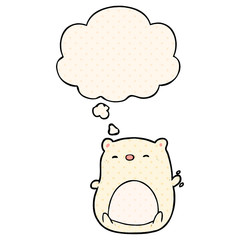 cartoon polar bear and thought bubble in comic book style