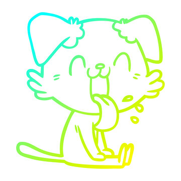 recommend clip art: cold gradient line drawing cartoon panting dog