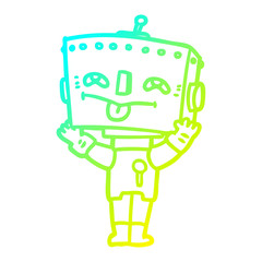 cold gradient line drawing cartoon robot
