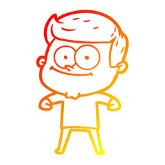 warm gradient line drawing cartoon happy man