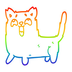 rainbow gradient line drawing cartoon funny cat