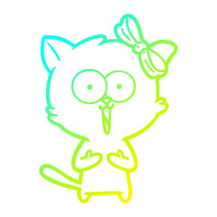 cold gradient line drawing cartoon cat