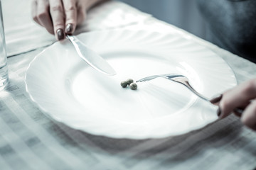 Close up of peas that lying on plate