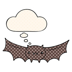 cartoon vampire bat and thought bubble in comic book style