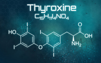 Fototapeta premium Chemical formula of Thyroxine on a futuristic background