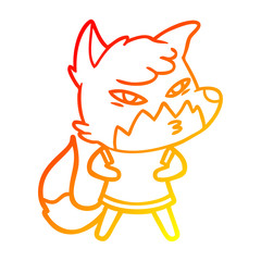 warm gradient line drawing clever cartoon fox