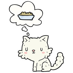 cartoon cat and food and thought bubble