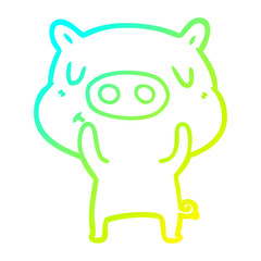 cold gradient line drawing cartoon content pig