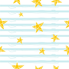 Gold stars seamless pattern on stripe pastel background