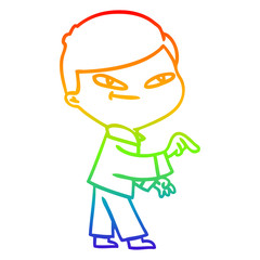 rainbow gradient line drawing cartoon pointing man