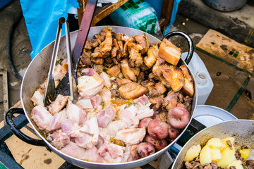 Street food on the market , Uyuni village, Bolivia.