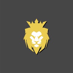 A golden lion with a crown logo