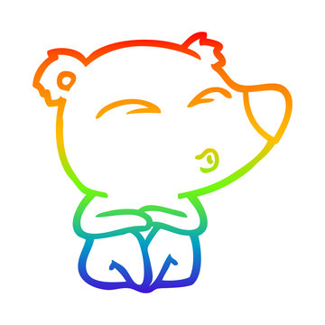 recommend clip art: rainbow gradient line drawing cartoon whistling bear