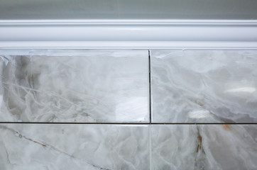 Gypsum baseboard with glue on ceiling. Maintenance repair works in the flat. Restoration indoors....
